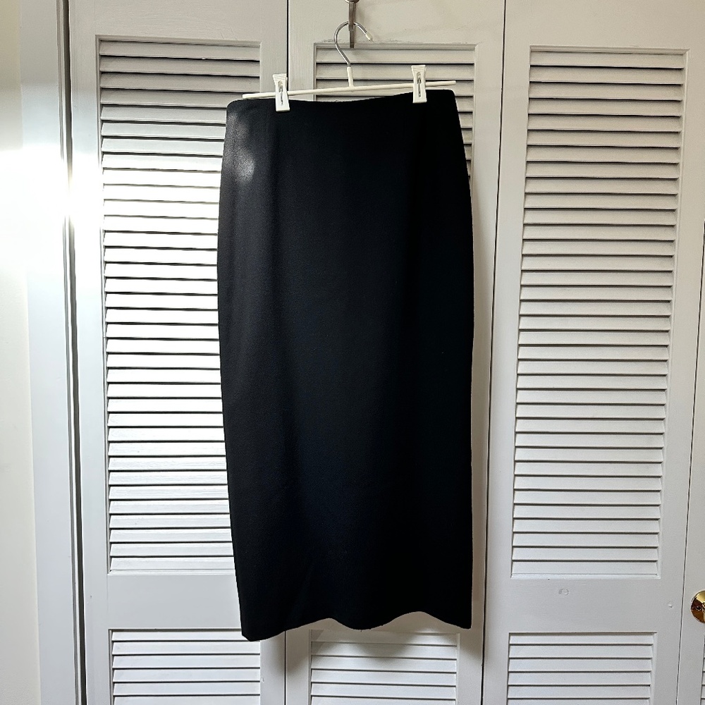 Linda Allard Ellen Tracy 100% Wool Lined Pencil Midi Skirt Back Zipper Small
